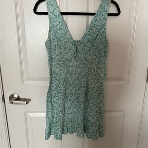 Zara Floral Green Sleeveless Dress